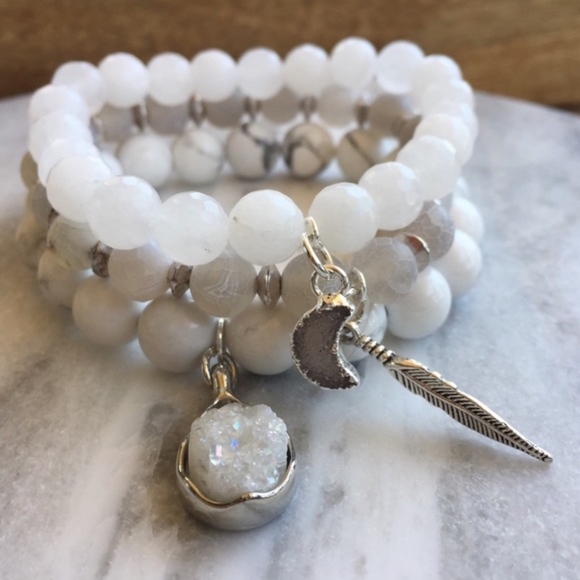 Simple Sanctuary Silver Stacking Bracelets - Picture 2 of 6